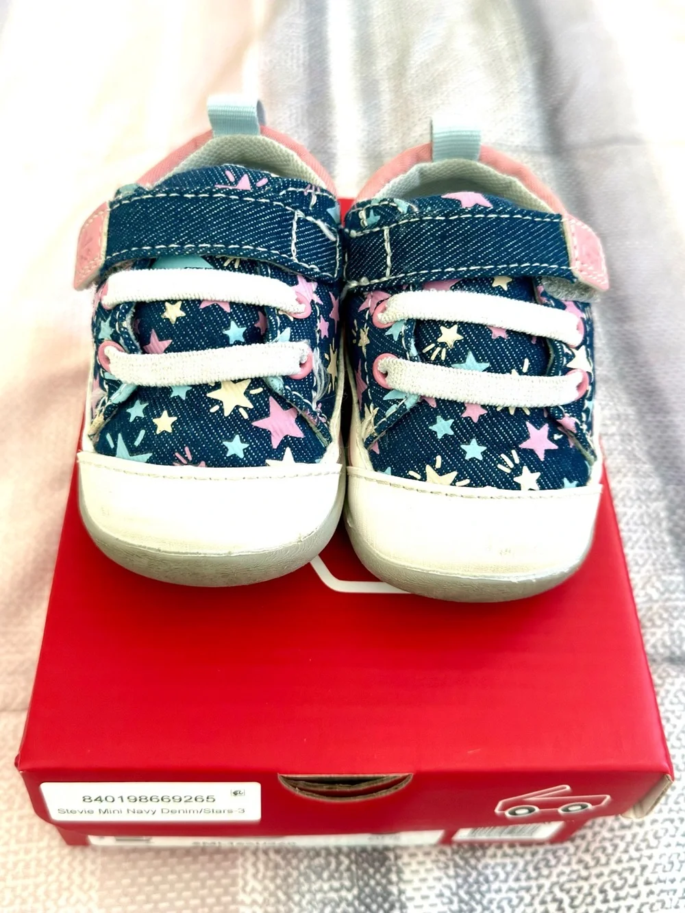 See Kai Run Navy Star Print Toddlers' Sneakers with Pink Accents
